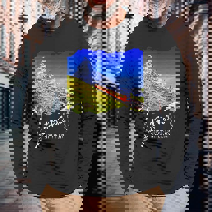 Zermatt お土産 マッターホルン ツェルマット 長袖Tシャツ 高齢者への贈り物