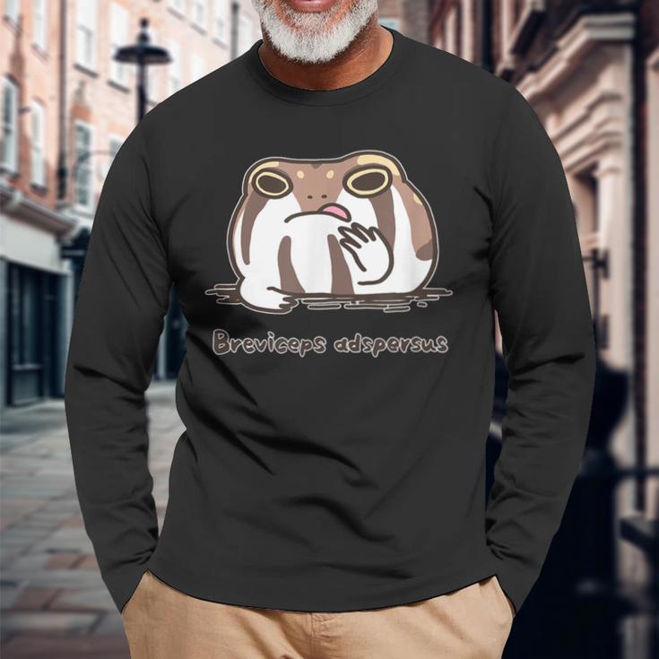 《Breviceps Adspersus》 アメフクラガエル カエル好き おもしろ ネタ プレセント 長袖Tシャツ 高齢者への贈り物