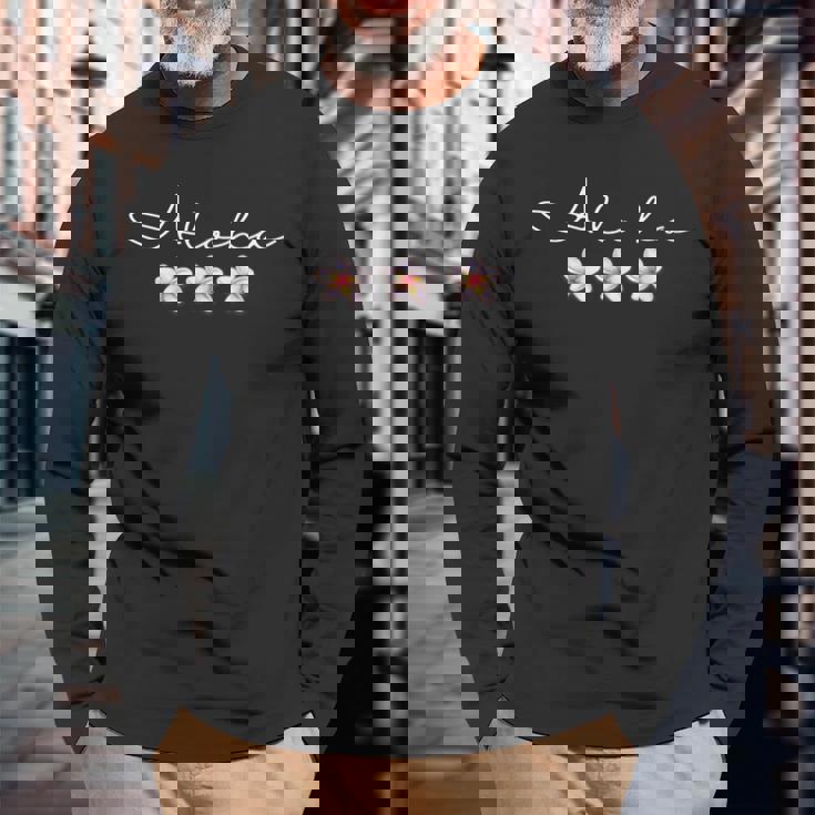 「Aloha」プルメリア ハワイアン バケーション ルアウパーティー 長袖Tシャツ 高齢者への贈り物