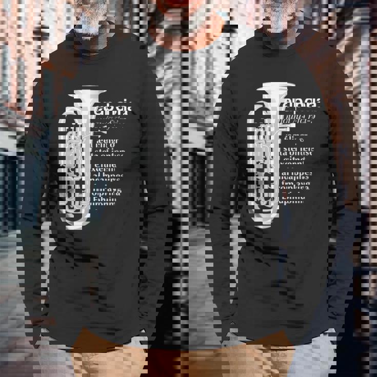 「Euphoria」吹奏楽のためのユーフォニアムユーモア 面白いユーフォニアム 長袖Tシャツ 高齢者への贈り物