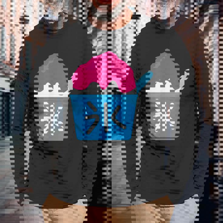 【かき氷】お祭り かきごおり 食べ物 夏服 可愛い 面白い おもしろ シンプル ウケ狙い メンズ キッズ レディース 長袖Tシャツ 高齢者への贈り物