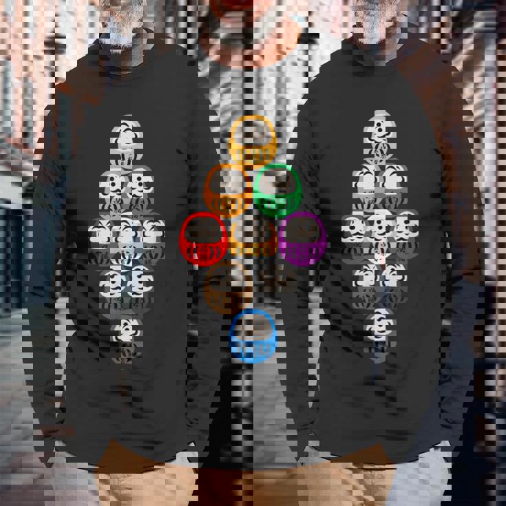 【だるま ナインボール】ビリヤード 必勝 文字入り ネタ ウケ狙い 面白い 球技 おもしろ ポーツ 和柄 お土産 変な 長袖Tシャツ 高齢者への贈り物