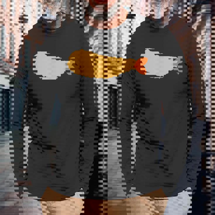 【エビフライ】えびふらい 海老 えび 蝦 エビ おもしろ 面白い シンプル イラスト おしゃれ 可愛い ネタ ウケ狙い 長袖Tシャツ 高齢者への贈り物