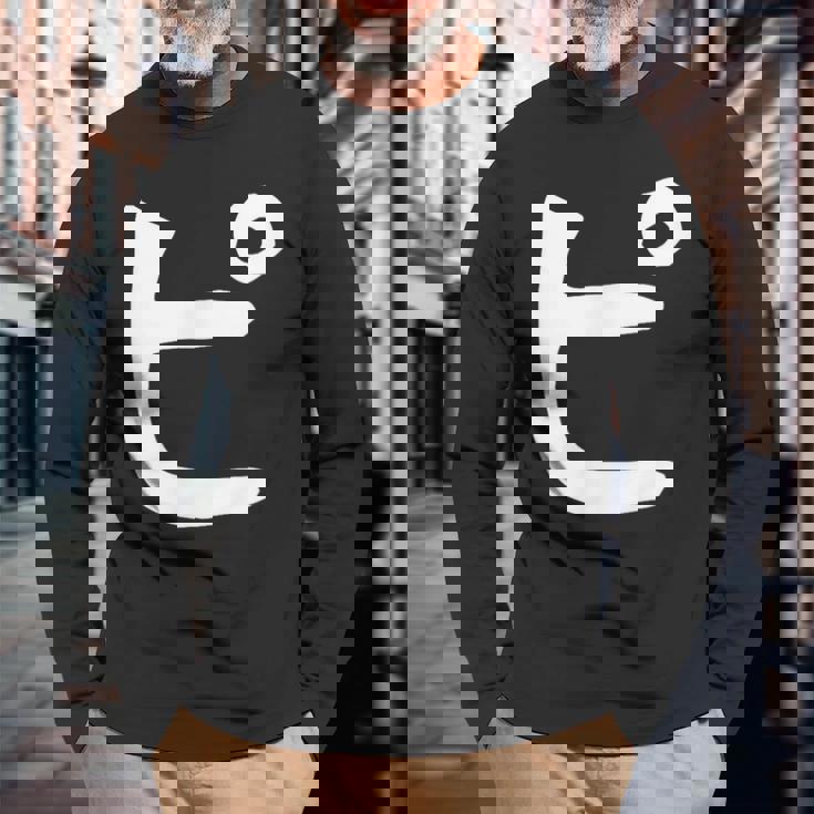 【ピ】カタカナ 一文字 可愛い 日本語 面白い おもしろ ネタ 筆文字 片仮名 五十音 文字 かっこいい ウケ狙い 毛筆 長袖Tシャツ 高齢者への贈り物