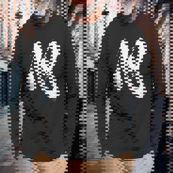 【心】一文字 漢字 日本語 毛筆 書道 筆文字 言葉 和柄 日本 かっこいい お土産 海外 おもしろ 面白い 文字入り 長袖Tシャツ 高齢者への贈り物