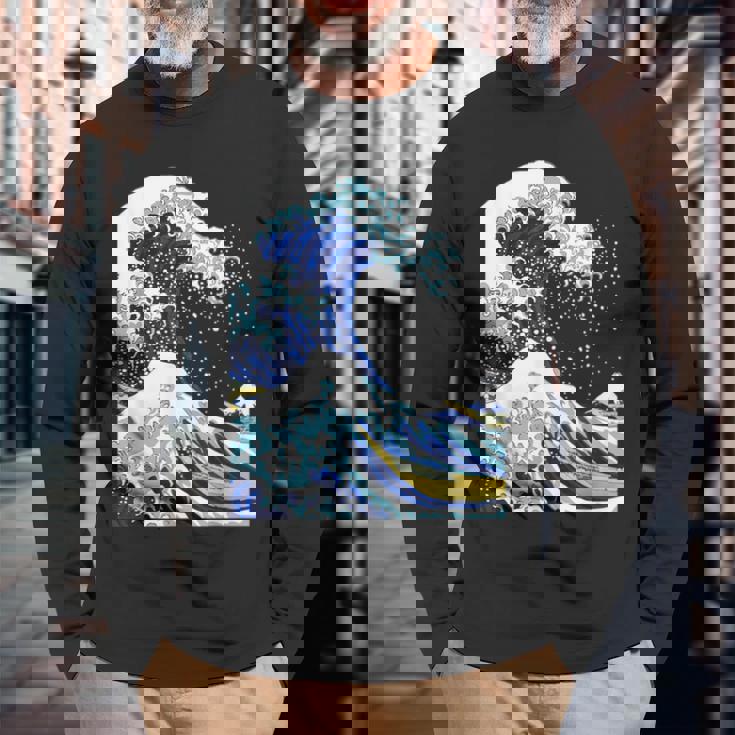 【神奈川沖浪裏】葛飾北斎 和柄 日本のお土産 贈り物 ギフト 長袖Tシャツ 高齢者への贈り物