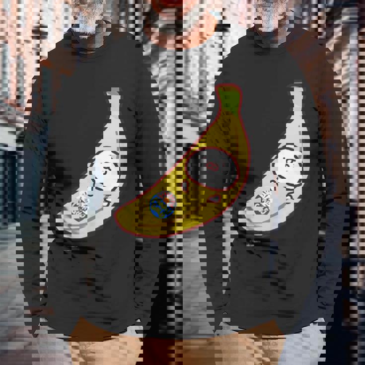 うさまるバナナまる ダークカラー 長袖Tシャツ 高齢者への贈り物