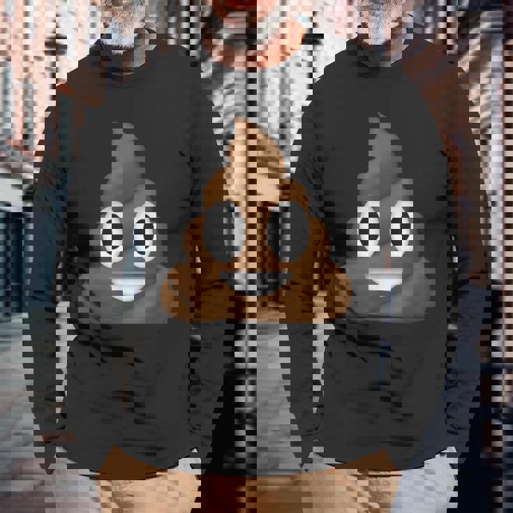 うんちパイル 笑顔 ハッピー うんちパイル うんちの渦 かわいい おもしろい 長袖Tシャツ 高齢者への贈り物