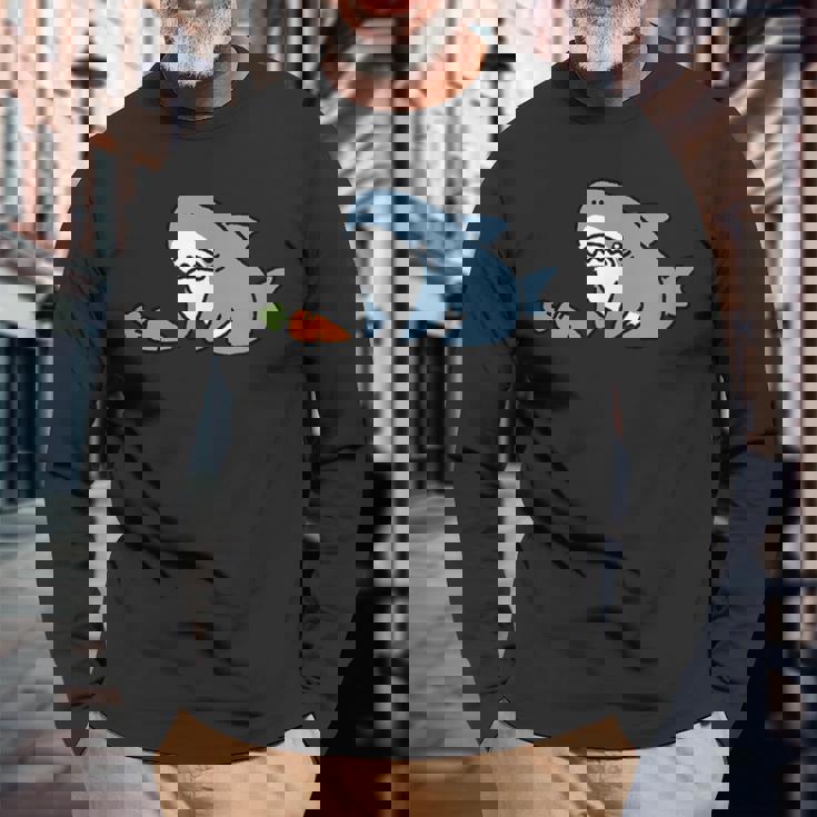 うシャぎ サメウサギ おもしろ 変な 長袖Tシャツ 高齢者への贈り物