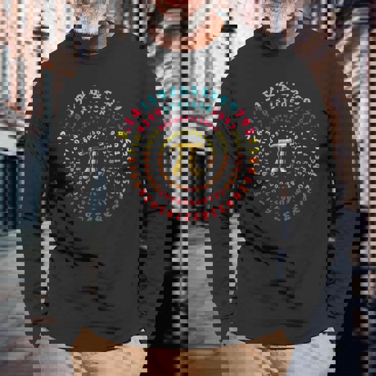 おかしい円周率日スパイラル 314 円周率記号数学教師 長袖Tシャツ 高齢者への贈り物