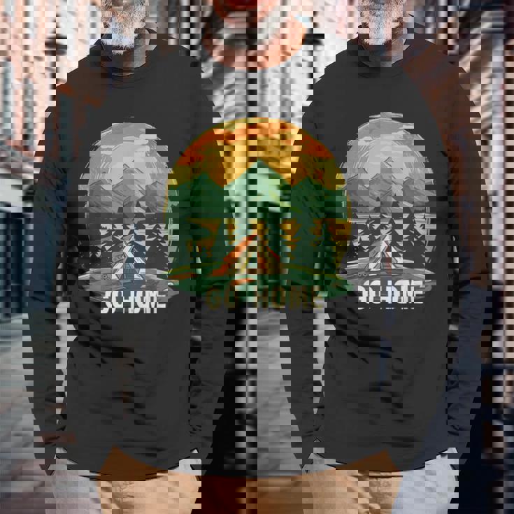 おかしなゴー・ホーム・セイングとテントのネイチャーコスチューム。 長袖Tシャツ 高齢者への贈り物