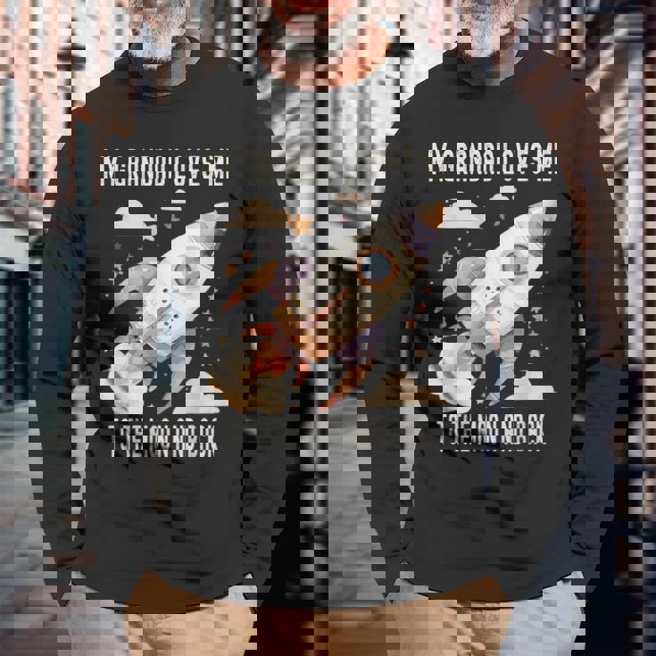 おじいちゃんは私を月まで愛して帰って 長袖Tシャツ 高齢者への贈り物