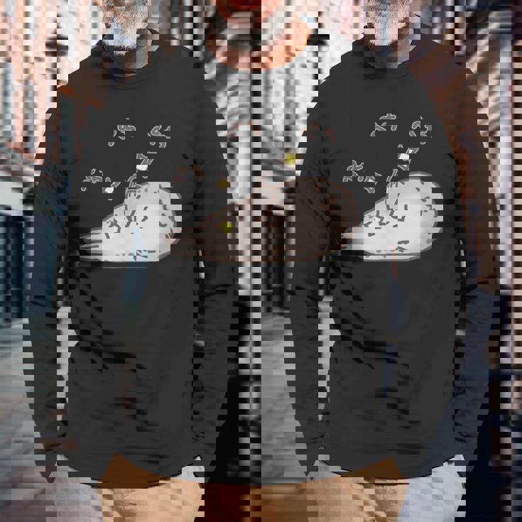 おなかをぺちぺちするアザラシちゃん おもしろ ネタ 水族館 かわいい 長袖Tシャツ 高齢者への贈り物