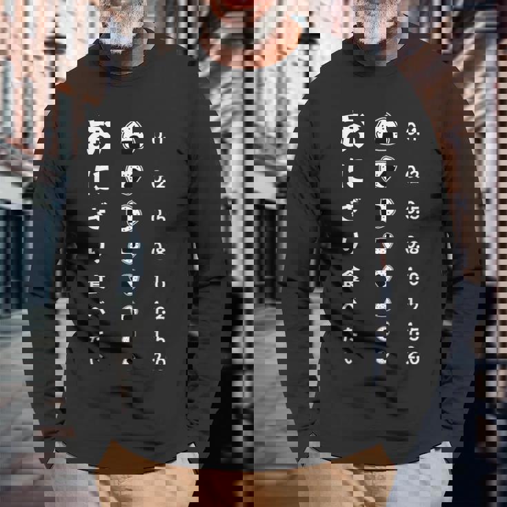 おにぎり食べたい おにぎり視力検査台 長袖Tシャツ 高齢者への贈り物