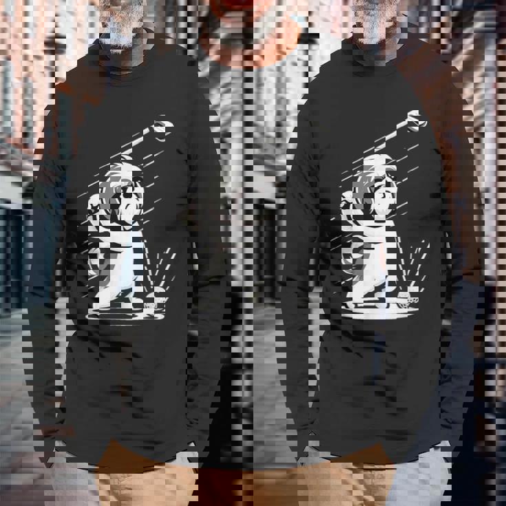 おもしろtシャツ シーズー ゴルフ 犬 子犬 メンズ 犬好きグッズ かわいい おもしろ 服 長袖Tシャツ 高齢者への贈り物