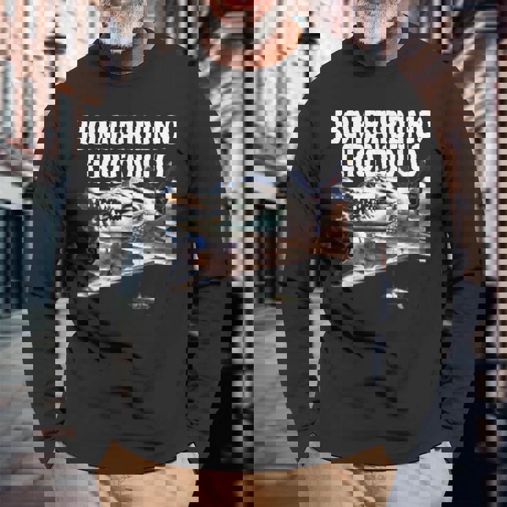 おもしろい ボンバルディーノ クロコディロ イタリア Ai 動物 ブレイン ミーム 長袖Tシャツ 高齢者への贈り物