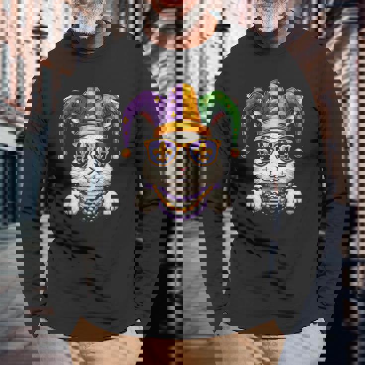 おもしろうさぎ マルディグラ フェスティバル カーニバル レディース メンズ キッズ 長袖Tシャツ 高齢者への贈り物