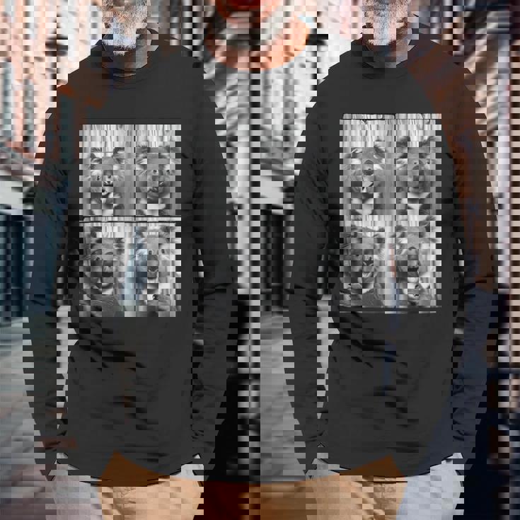 おもしろコアラ顔笑いコアラ動物写真かわいいコアラ 長袖Tシャツ 高齢者への贈り物