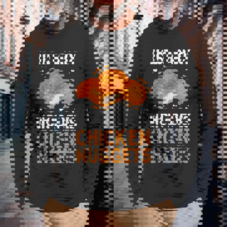 おもしろチキンナゲット メンズ ボーイズ キッズ チキンナゲット愛好家向け 長袖Tシャツ 高齢者への贈り物