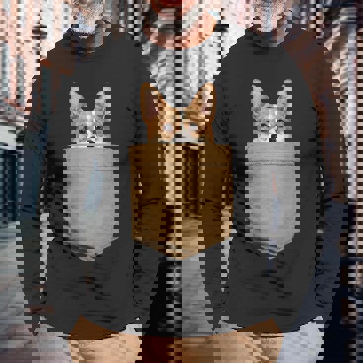 おもしろ犬好きギフトウェルシュ・コーギー・イン・マイ・ユア・ポケット 長袖Tシャツ 高齢者への贈り物