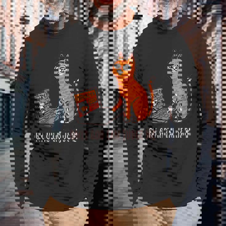 おもしろ猫 通販 イラスト グラフィック 長袖Tシャツ 高齢者への贈り物