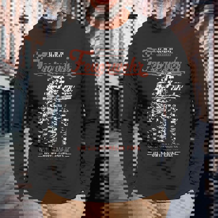 おれは消防団パパだ 長袖Tシャツ 高齢者への贈り物