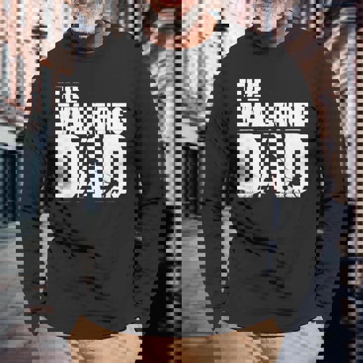 お散歩 お父さん おもしろい 犬 散歩 お父さん ギフト 父の日 長袖Tシャツ 高齢者への贈り物