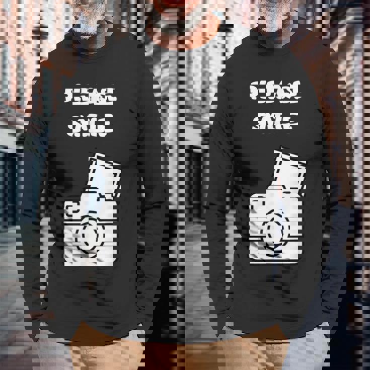 お願い スマイル アート オブ 写真 カメラマン カメラマン 長袖Tシャツ 高齢者への贈り物