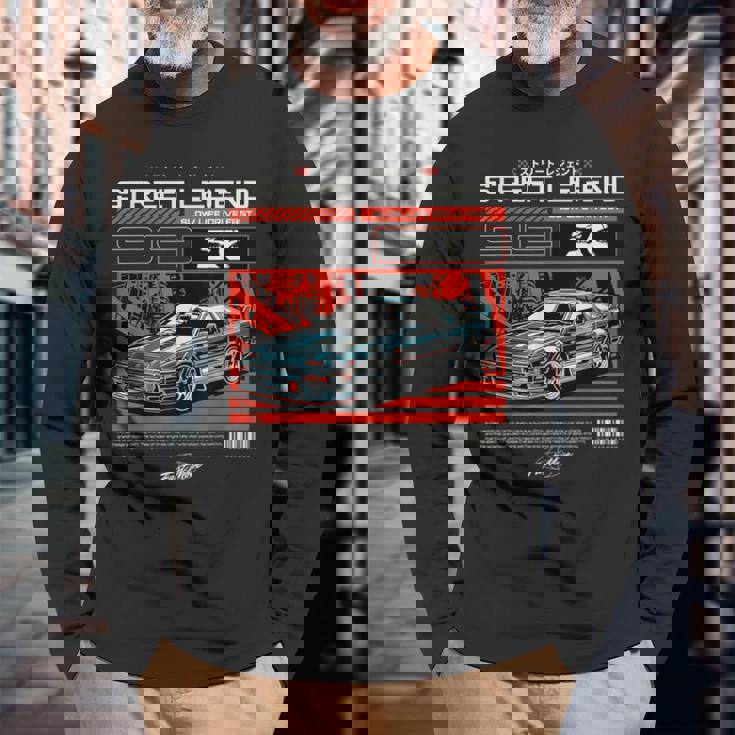 かっこいい レトロ ヴィンテージ ジャパニーズjdm 東京ジャパン ドリフト レースカー 長袖Tシャツ 高齢者への贈り物