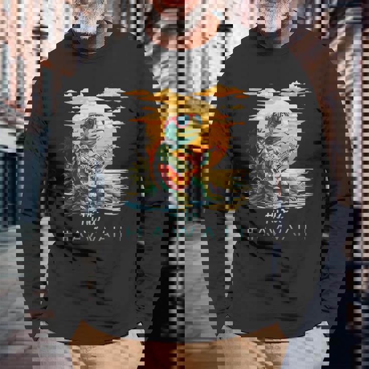 かわいい トロピカル ヒロ ハワイ ウミガメ お土産 長袖Tシャツ 高齢者への贈り物