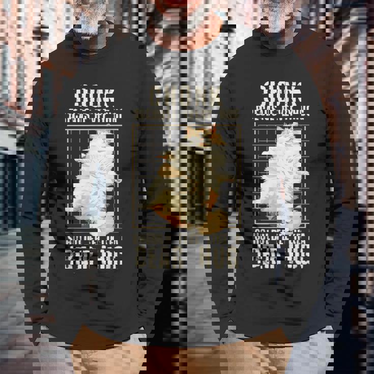 かわいい ラガマフィン 猫 面白い チョンク ぽっちゃり 猫 長袖Tシャツ 高齢者への贈り物