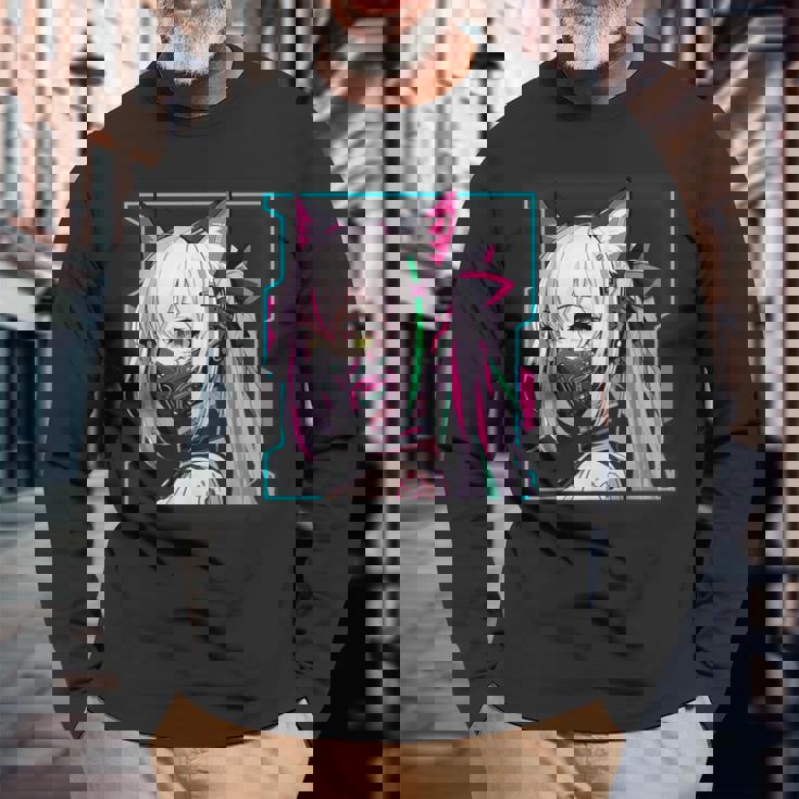 かわいい 日本の漫画 アニメ 美学 サイバーパンク テックウェア 長袖Tシャツ 高齢者への贈り物