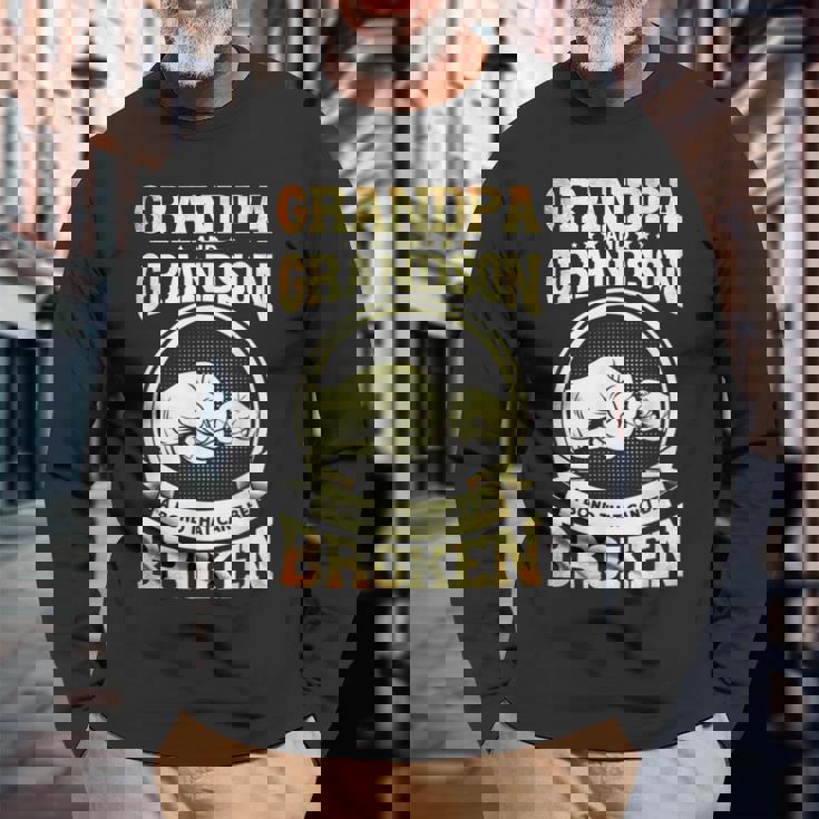 かわいいおじいちゃん 孫 おじいちゃんと孫 長袖Tシャツ 高齢者への贈り物