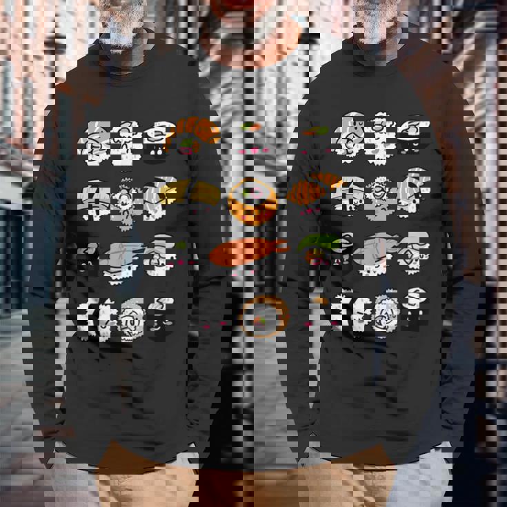 かわいいお寿司 長袖Tシャツ 高齢者への贈り物