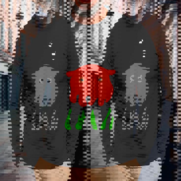 かわいいめんだこシーライフ 長袖Tシャツ 高齢者への贈り物