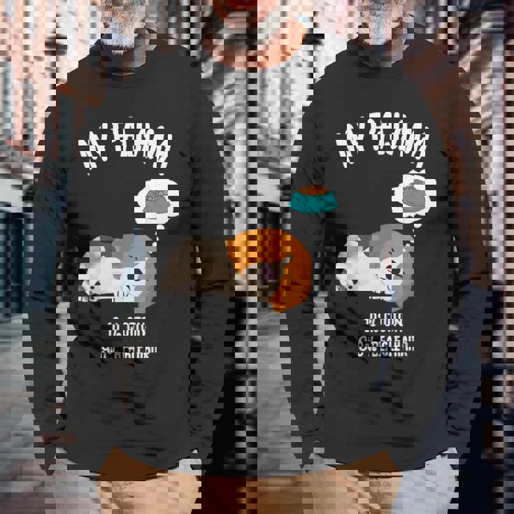 かわいいスリーピングビーグル ペット愛好家のための面白い犬のデザイン 長袖Tシャツ 高齢者への贈り物