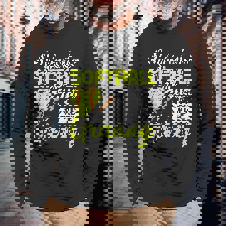 かわいいソフトボール グラニー スポーツ チームプレーヤー 長袖Tシャツ 高齢者への贈り物