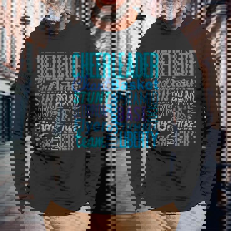 かわいいチアリーダーギフト ブルーチアムーブ チアリーディングコーチ 長袖Tシャツ 高齢者への贈り物