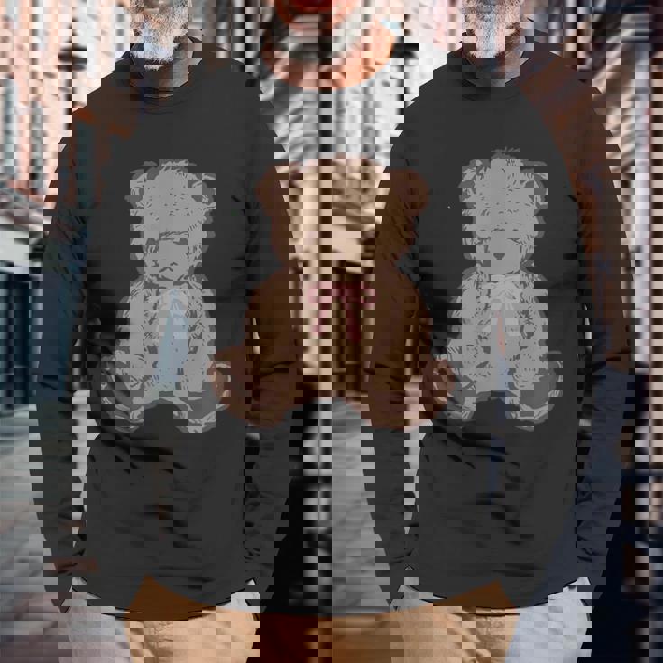 かわいいテディベア 長袖Tシャツ 高齢者への贈り物