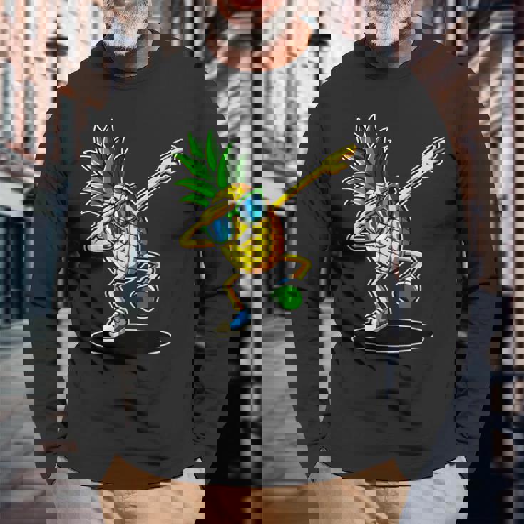 かわいいパイナップルダビングダンシングシャツ 面白いキッズプリント 長袖Tシャツ 高齢者への贈り物