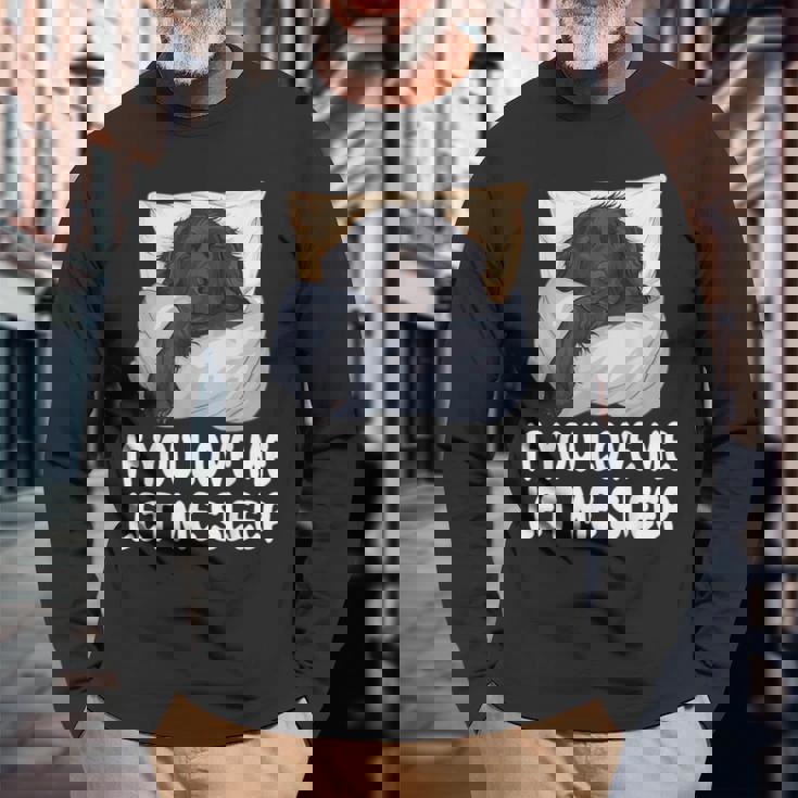 かわいいフラットコートレトリバー If You Love Meleep 長袖Tシャツ 高齢者への贈り物