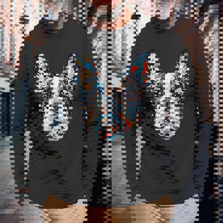 かわいいフレンチブルドッグ 子犬 犬 ラブ 長袖Tシャツ 高齢者への贈り物