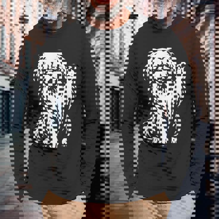 かわいいペキニーズ ハート足犬グラフィック デザイン 長袖Tシャツ 高齢者への贈り物