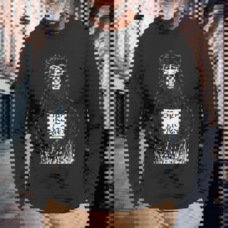 くま 熊 ベア ハグ 長袖Tシャツ 高齢者への贈り物