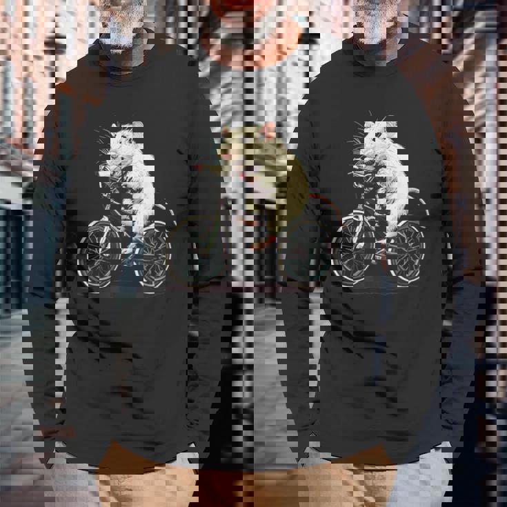 げっ歯類と白いネズミ愛好家のためのクールなサイクリングラット 長袖Tシャツ 高齢者への贈り物