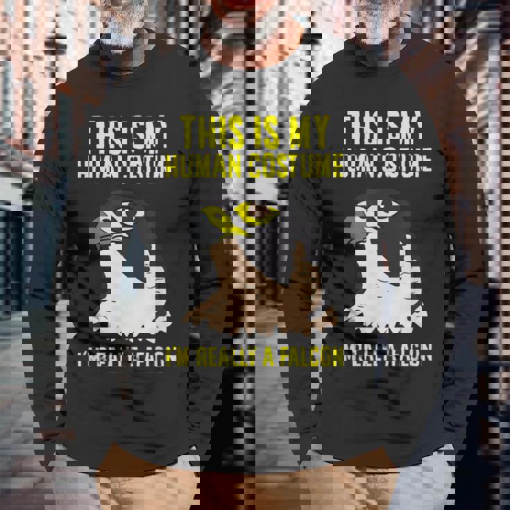 これは私の人間のコスチュームです私は本当にハヤブサ鳥です 長袖Tシャツ 高齢者への贈り物