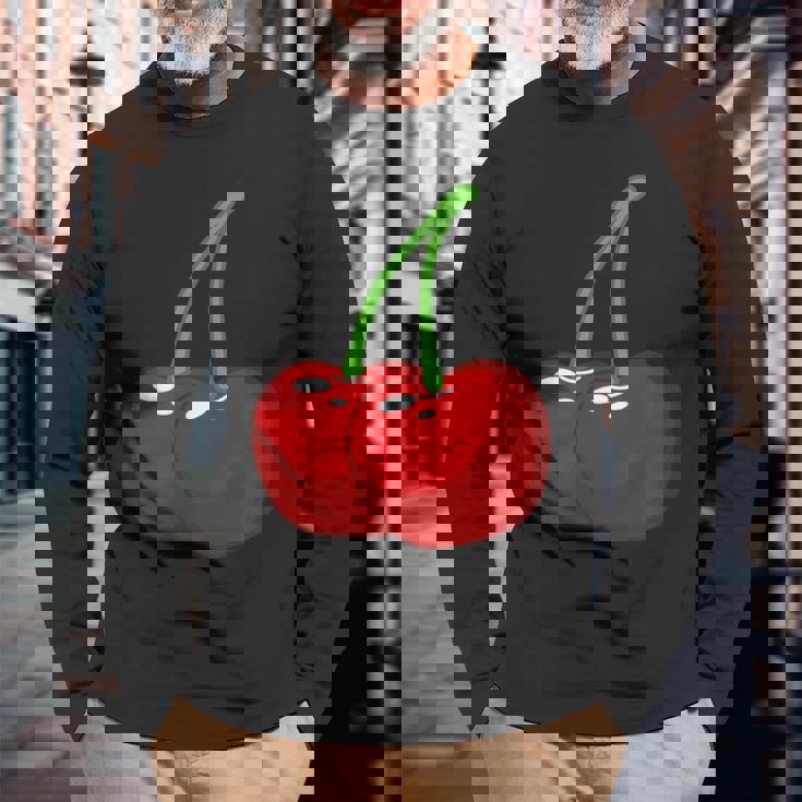 さくらんぼ2本 長袖Tシャツ 高齢者への贈り物