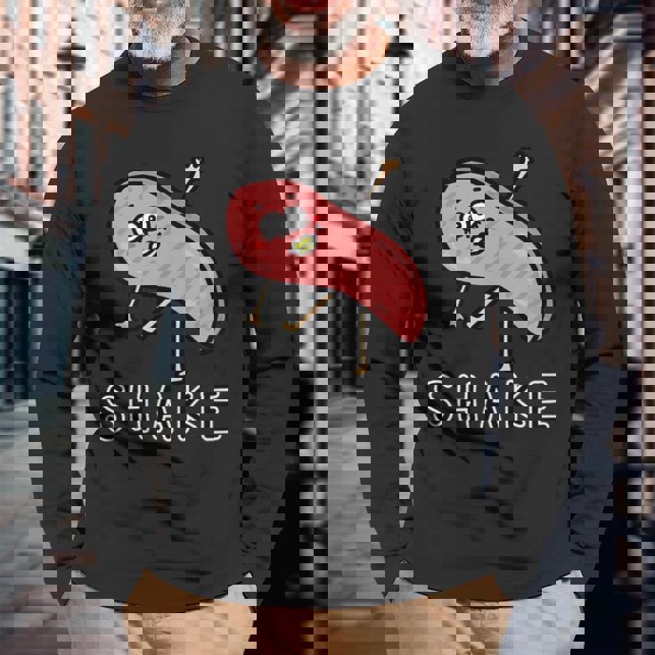 しゃけの切り身さん 長袖Tシャツ 高齢者への贈り物