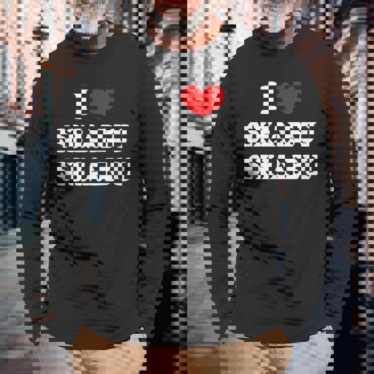 しゃぶしゃぶ大好き アイハート しゃぶしゃぶ 長袖Tシャツ 高齢者への贈り物