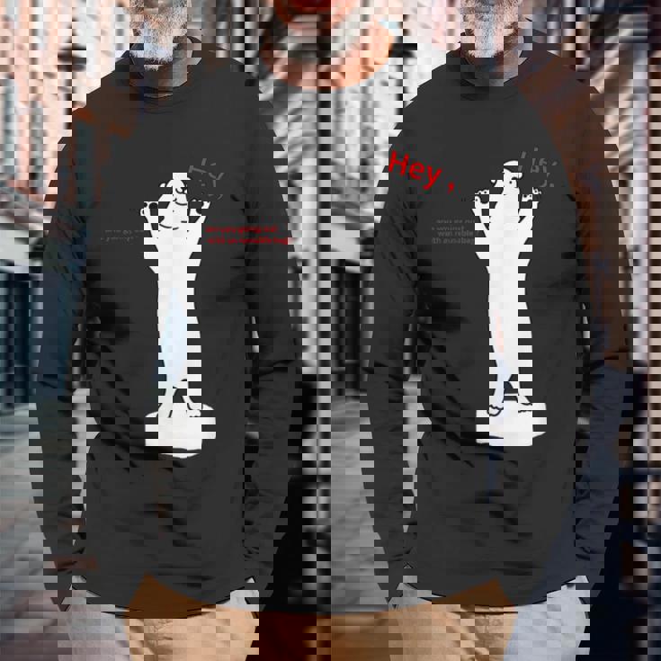 しろくま 北極クマ くま 流氷 動物 エコバック オリジナルデザイン 手描き イラスト ロゴプリント かわいい おもしろ 長袖Tシャツ 高齢者への贈り物